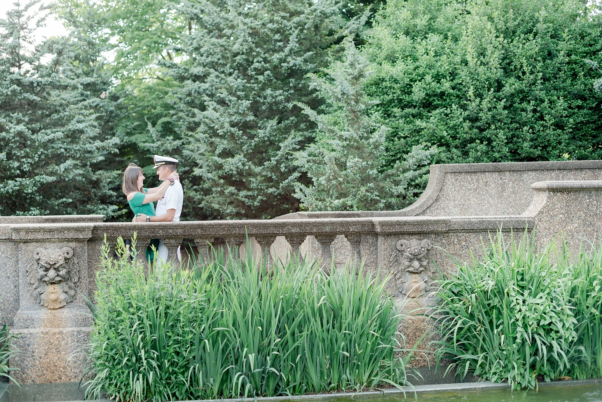 About to kiss at Meridian Hill Park in DC