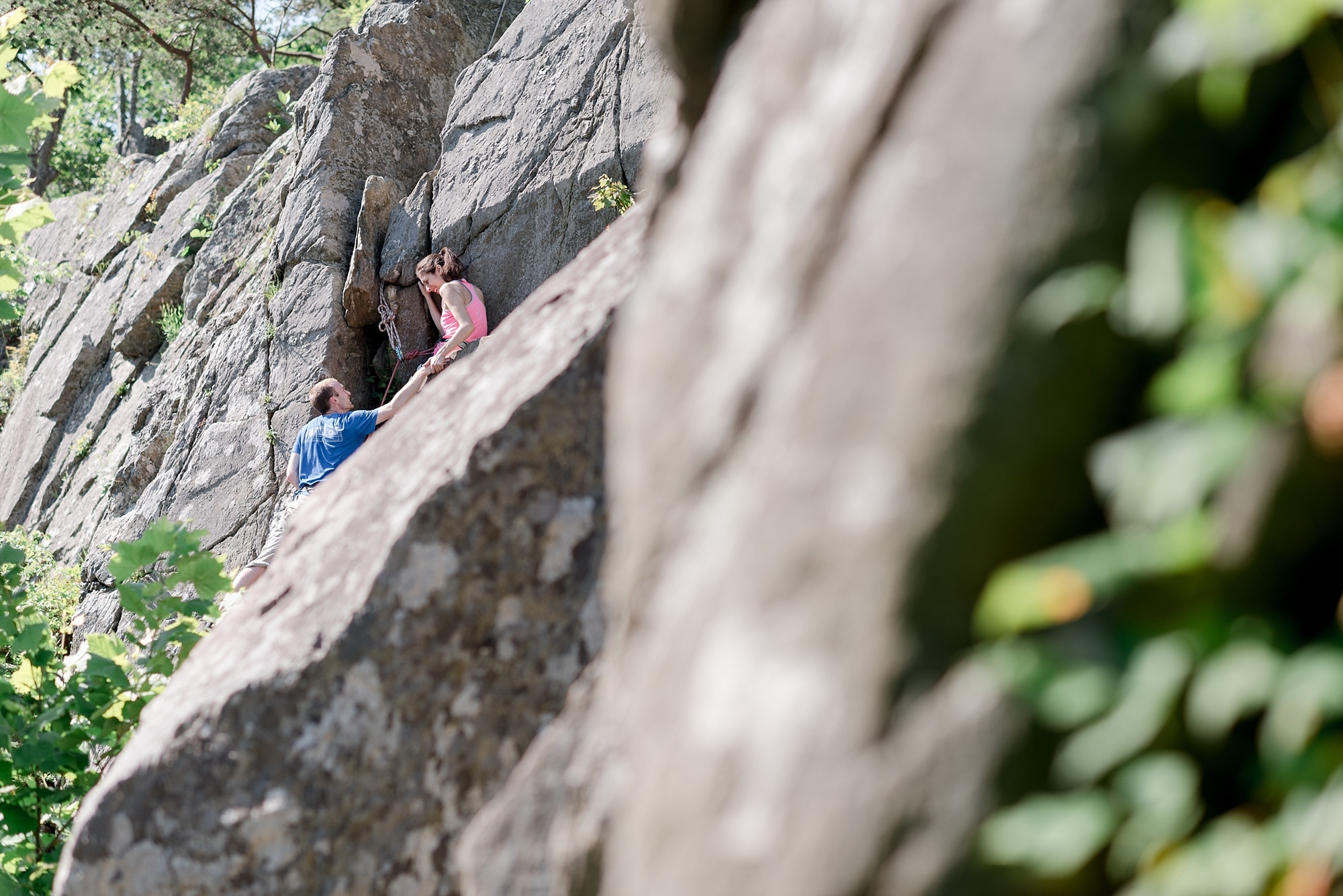 Kellen And Emilys Rock Climbing Engagement Session At Great Falls Park