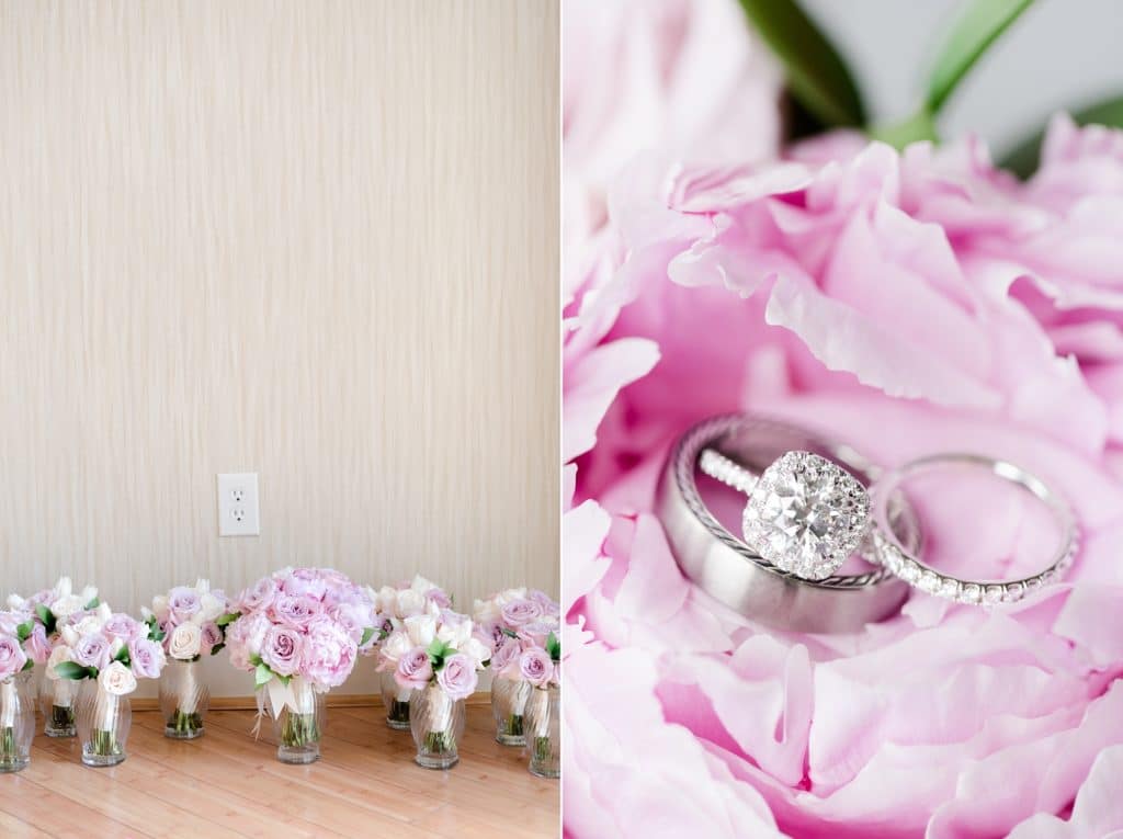 Soft pink palette bridal bouquet and bridesmaid bouquets
