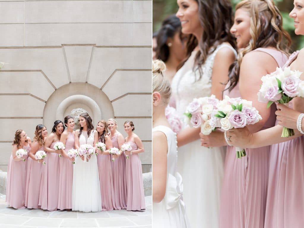 Bridal and bridesmaid bouquets soft pink by Maryman Flowers in DC