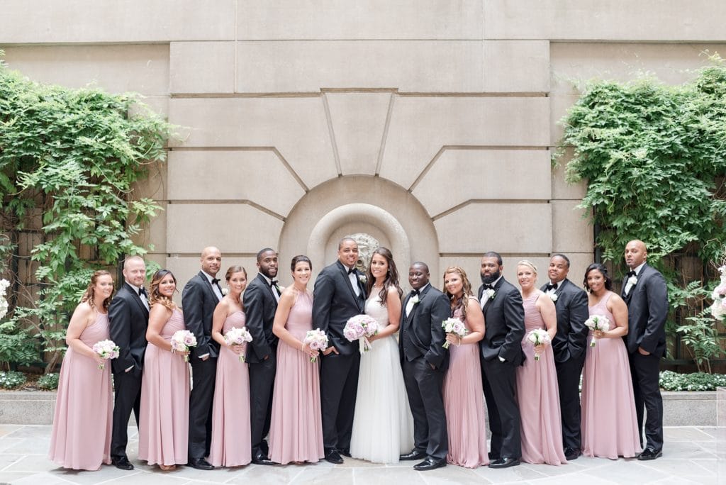 Bridal party at Georgetown Westin hotel courtyard