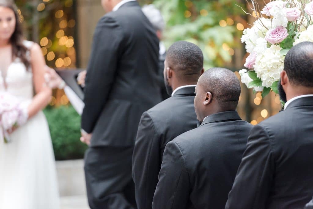 Groomsmen during wedding ceremony in DC