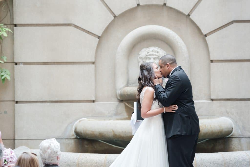 Bride and Groom's first kissing during ceremony at The Westin Georgetown