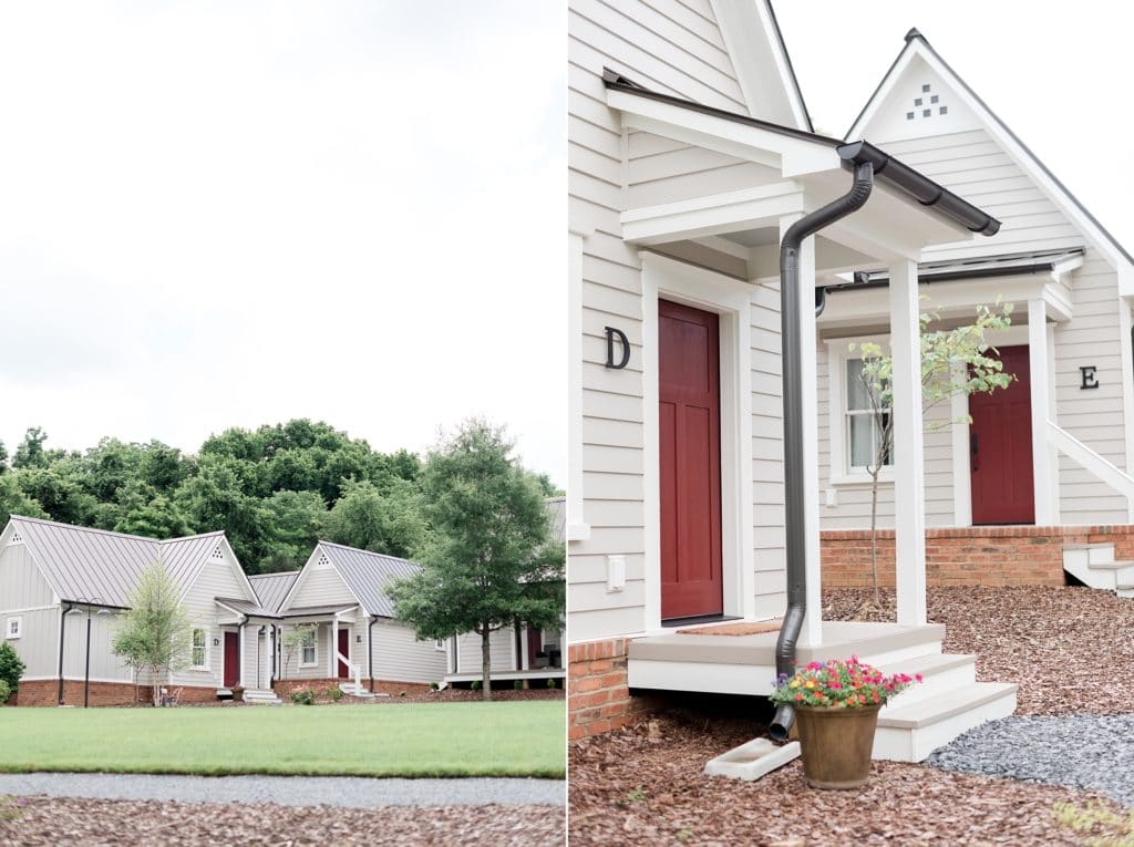 Detail shot of guest cottages at wedding venue in Powhatan