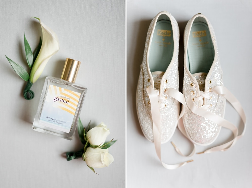 Bridal perfume and shoes in Loudoun County wedding at Rust Manor House