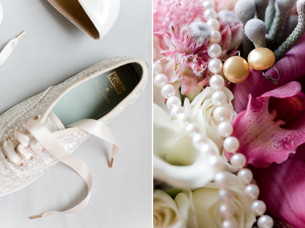 Keds by Kate Spade bridal details at Rust Manor House