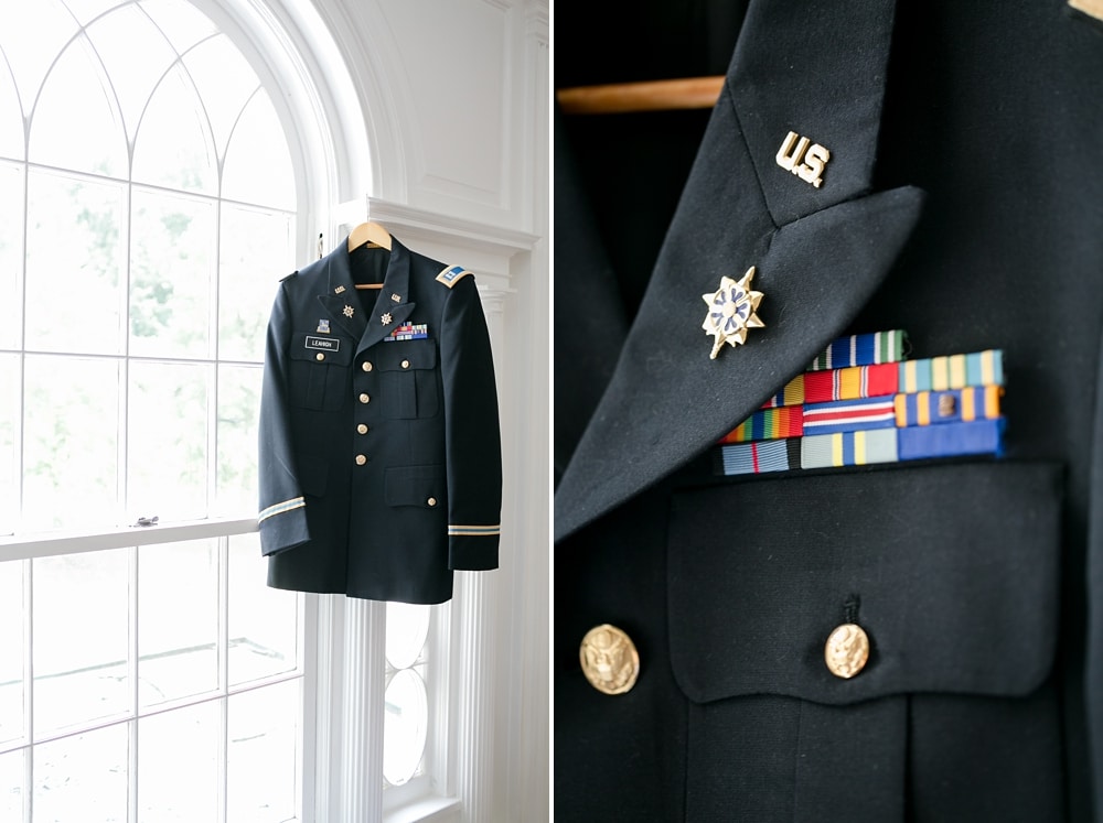 Army Reserves groom getting ready at Rust Manor House wedding