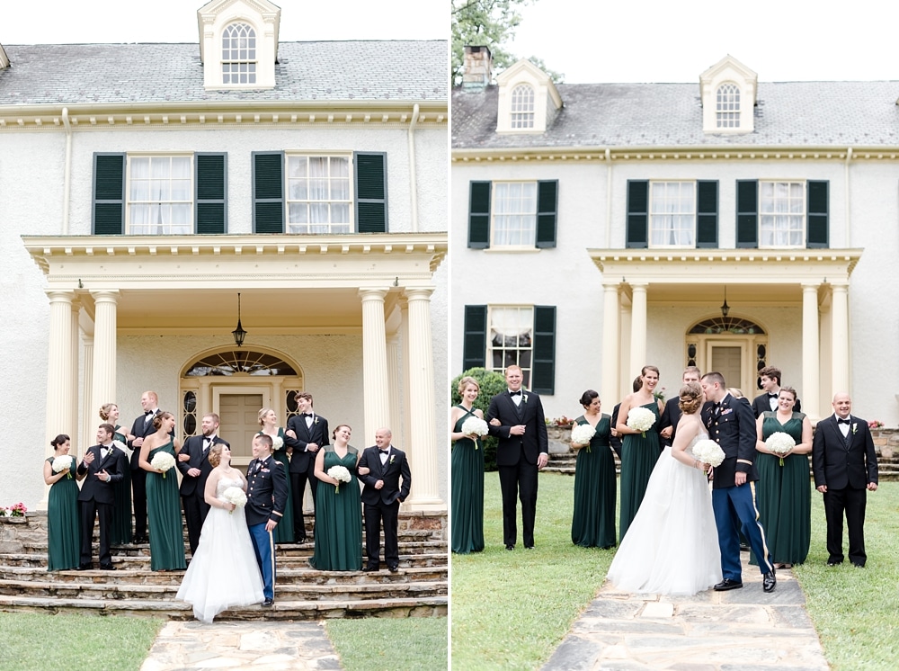 Bridal party walking at Rust Manor House at Leesburg VA Wedding