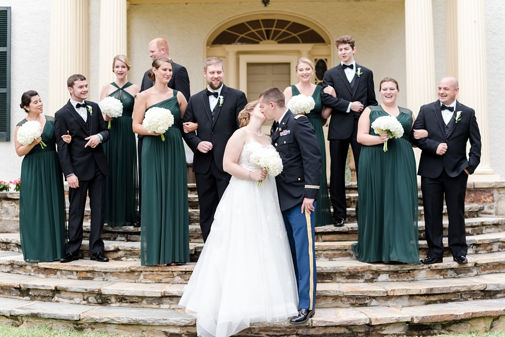 Bridal party on grounds of Rust Manor House in Leesburg VA wedding