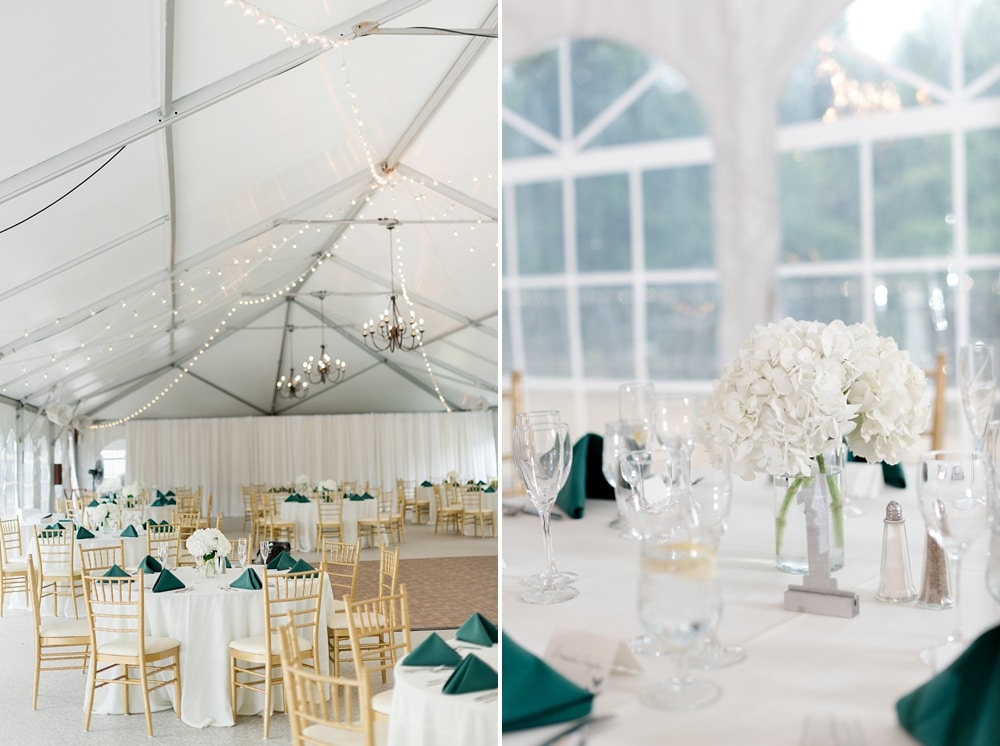Tent decor at reception at Rust Manor House wedding