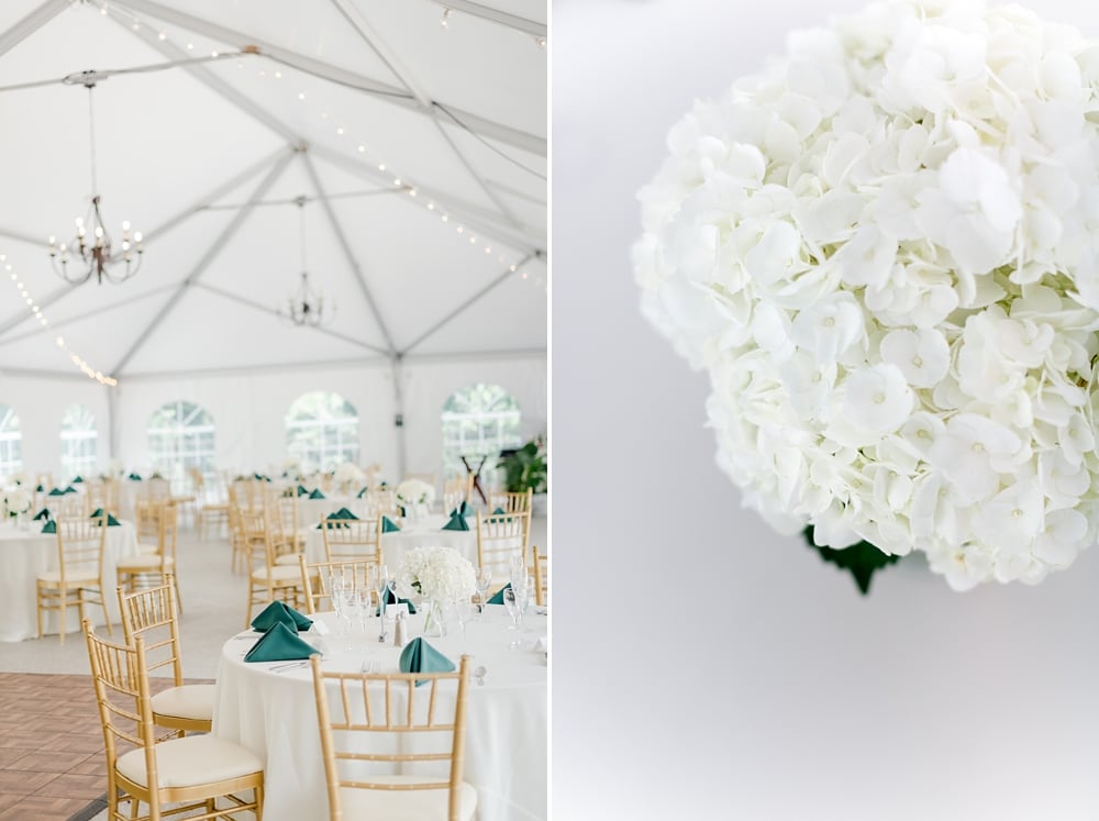 Reception details in tent at Rust Manor House wedding in Leesburg