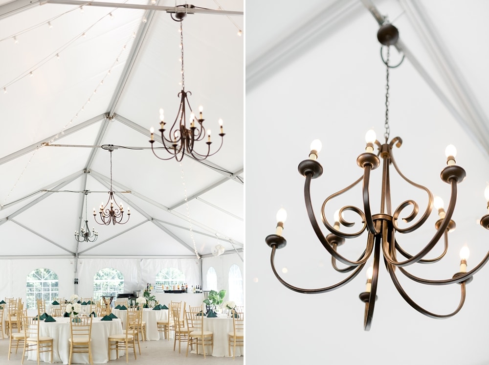 Reception tent details at Rust Manor House wedding in Leesburg