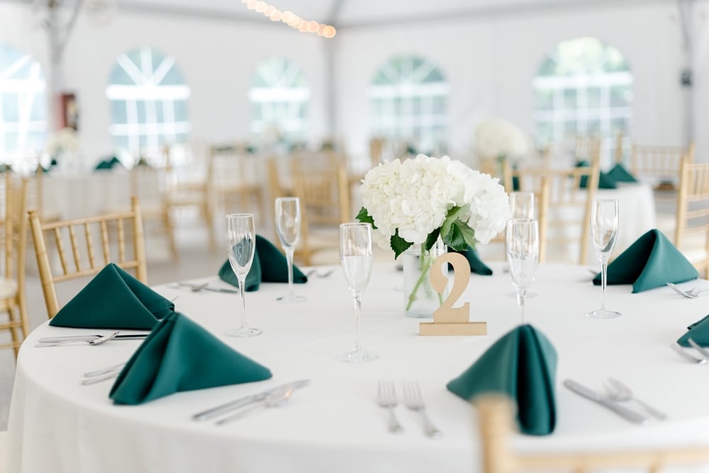 Reception details in tent at Rust Manor House wedding in Leesburg