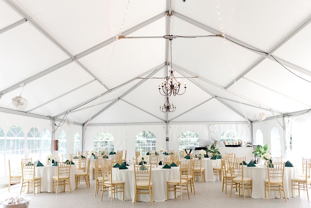 Tent reception at Rust Manor House wedding