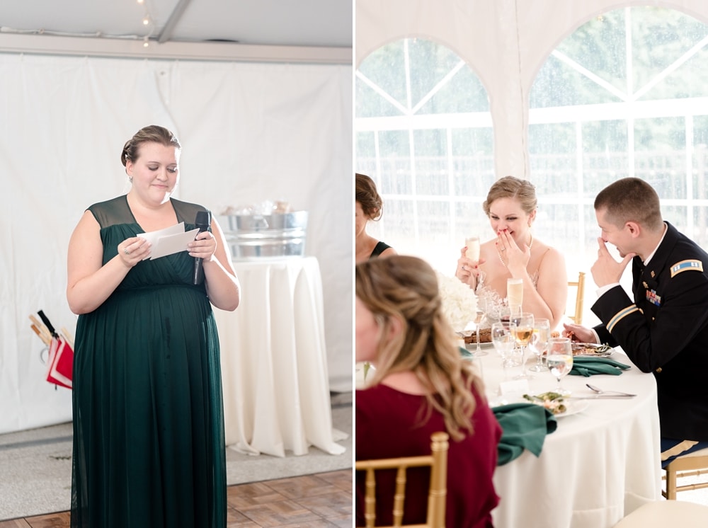 MOH speech during reception at Rust Manor House wedding
