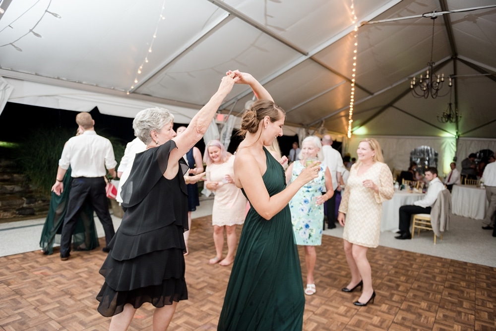 Guests dancing at wedding reception at Rust Manor House