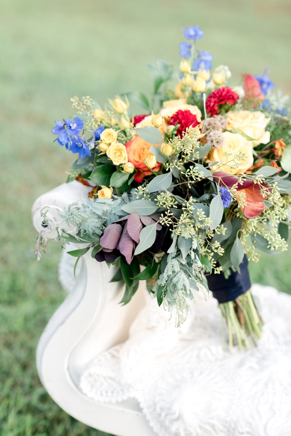 Colorful organic bridal bouquet by Good Earth Flowers in VA
