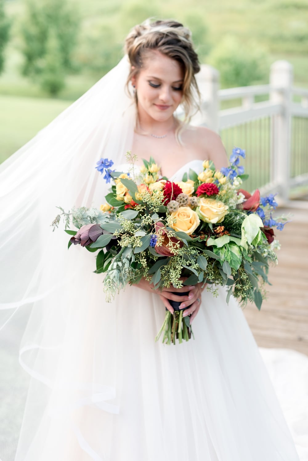 Bride and bridal bouquet by Good Earth Flowers VA in Culpeper VA