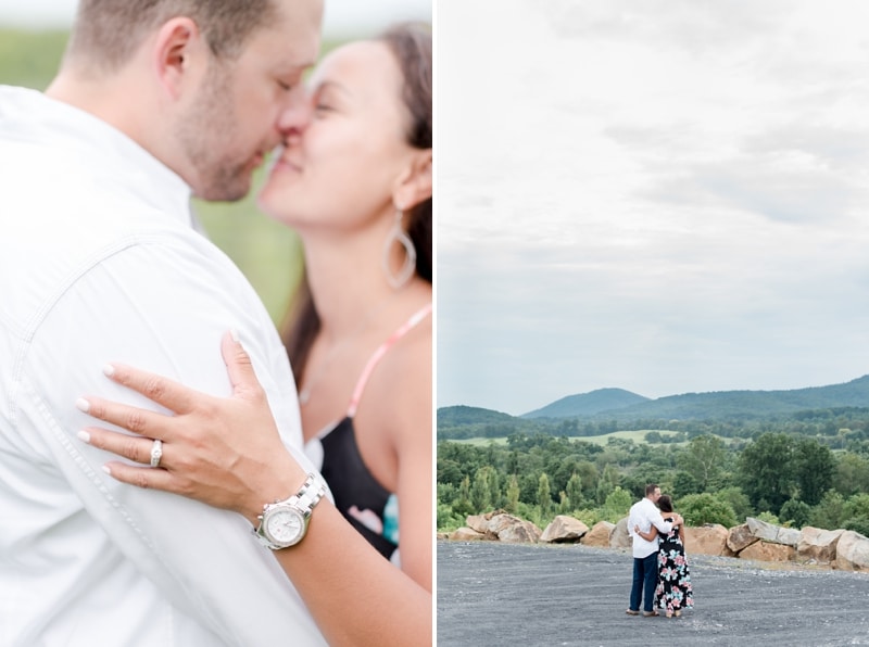 Couple engagement photo session at Blue Valley VIneyard with views