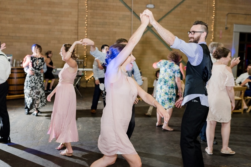 Friends and family dancing at Virginia wedding reception