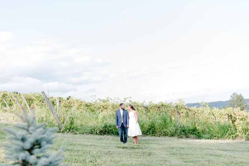Future bride and groom during engagement session at Bluemont Vineyard