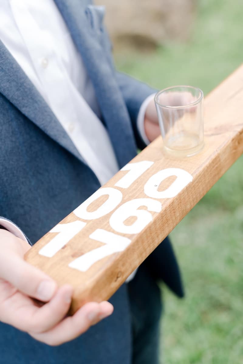 Wedding date on shotski made by bride and groom during their engagement session