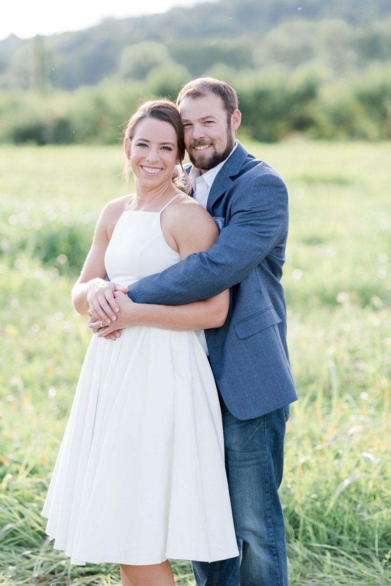Future bride and groom portrait during engagement session at Bluemont Vineyard