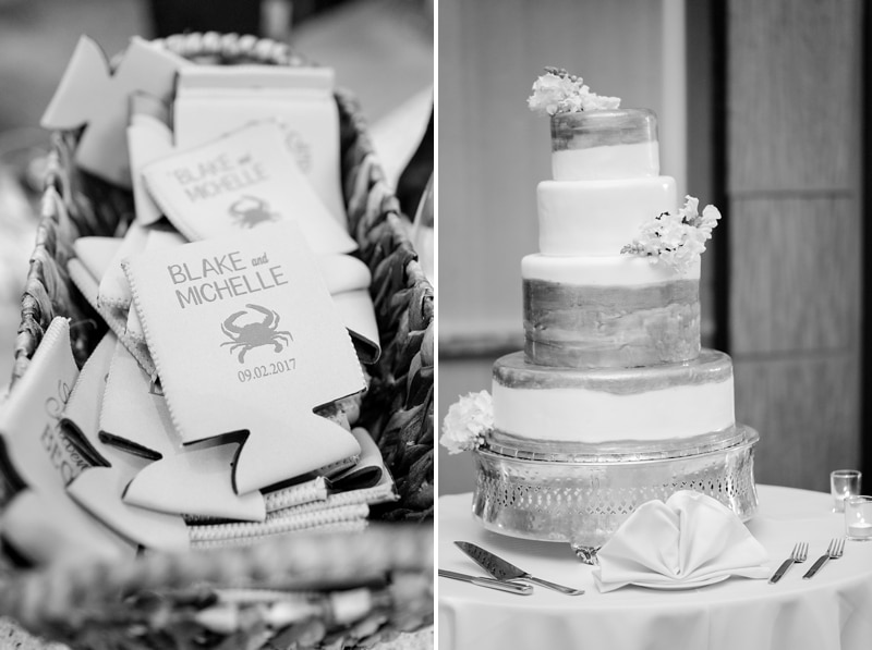 Coozies and wedding cake