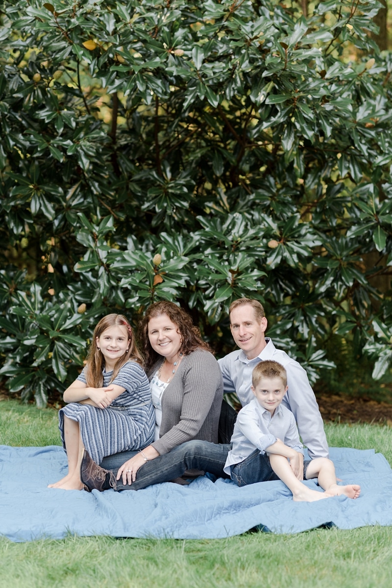 Family portrait on blanket in Virginia