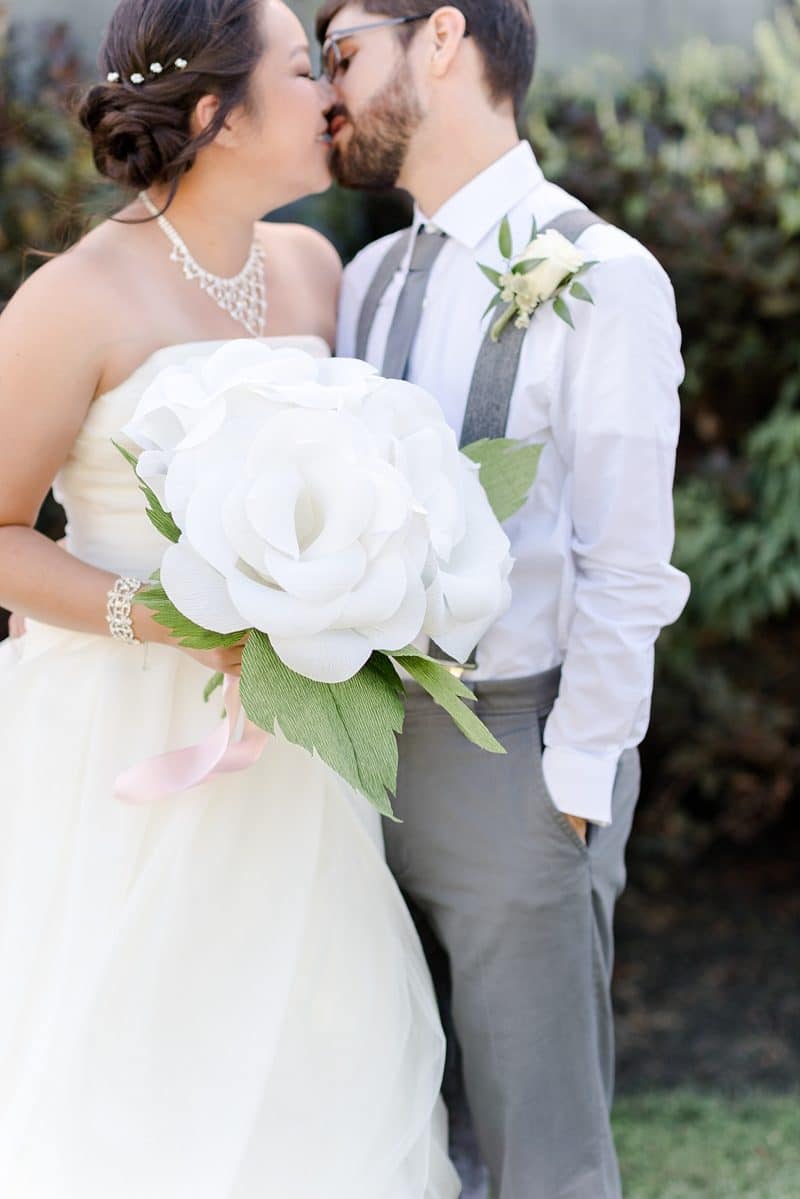 Bluemont Vineyards wedding in Loudoun County with giant crepe bouquet