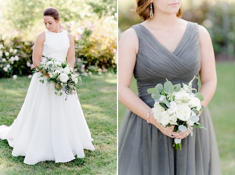 Bridesmaid bouquet and bride at Riverside on the Potomac wedding