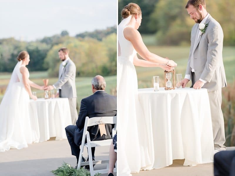 Hourglass sand ceremony at Riverside on the Potomac wedding