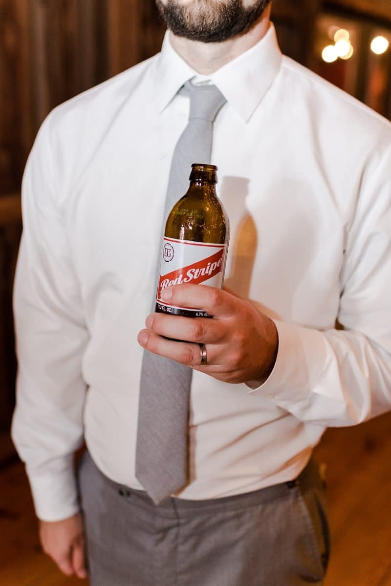 Red Stripe beer at barn wedding in Loudoun County