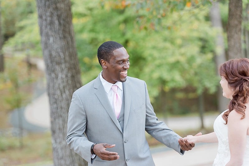 groom excited for first look with bride 