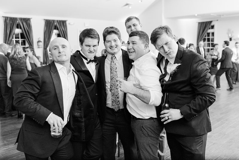 Guys at wedding reception at Stevenson Ridge
