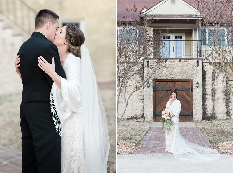 Bride and groom portraits at Williamsburg Winery