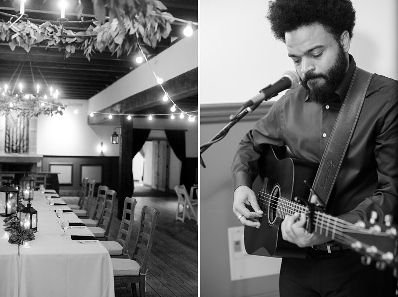 Musician and reception details at Williamsburg Winery