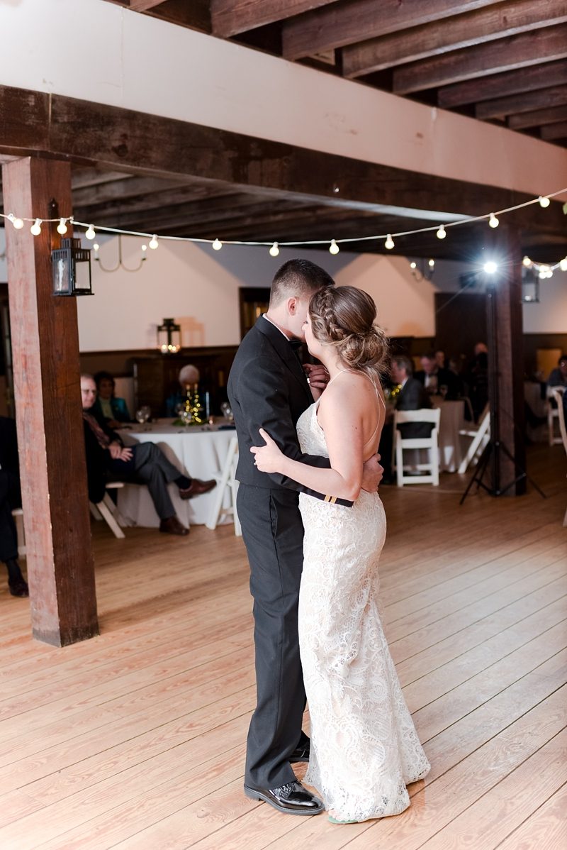 Bride and groom sharing their first dance together